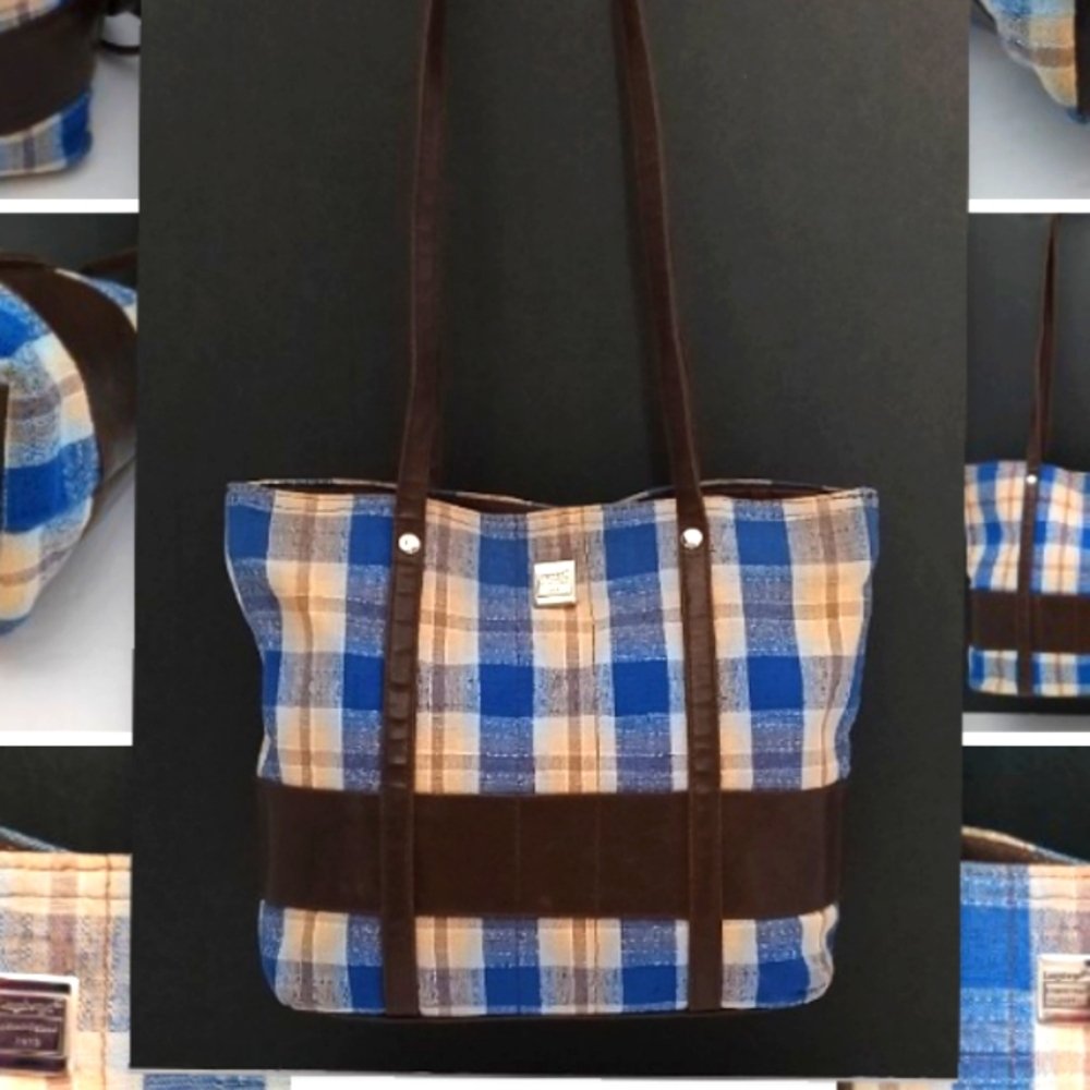 Longaberger Blue/Brown/Tan Purse